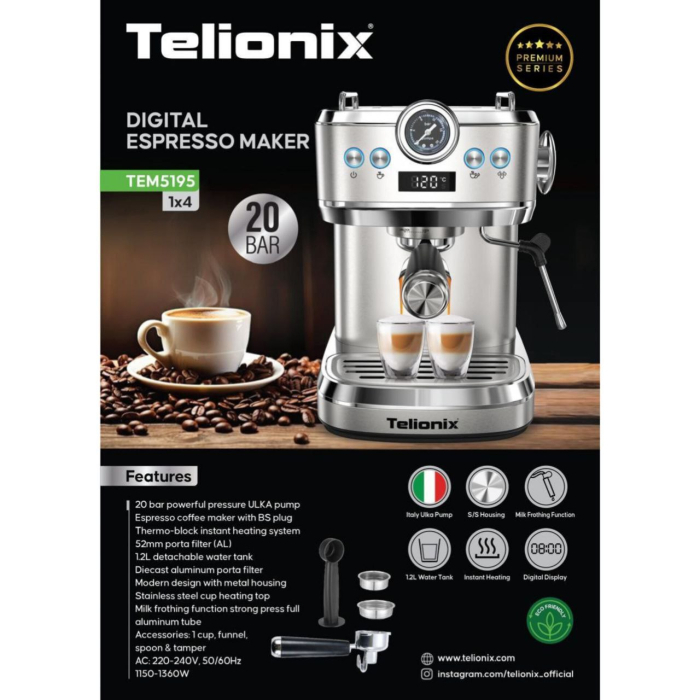 تصویر 2 محصول خرید اسپرسوساز تلیونیکس مدل TELIONIX TEM5159 کد M399 تک و عمده